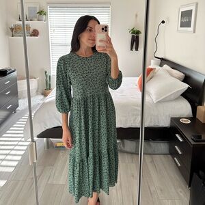 Zara green floral midi dress
